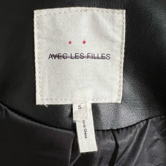 Anthropologie Avec Les Filles Relaxed Faux Leather Moto Jacket Size S NWT - Picture 14 of 16
